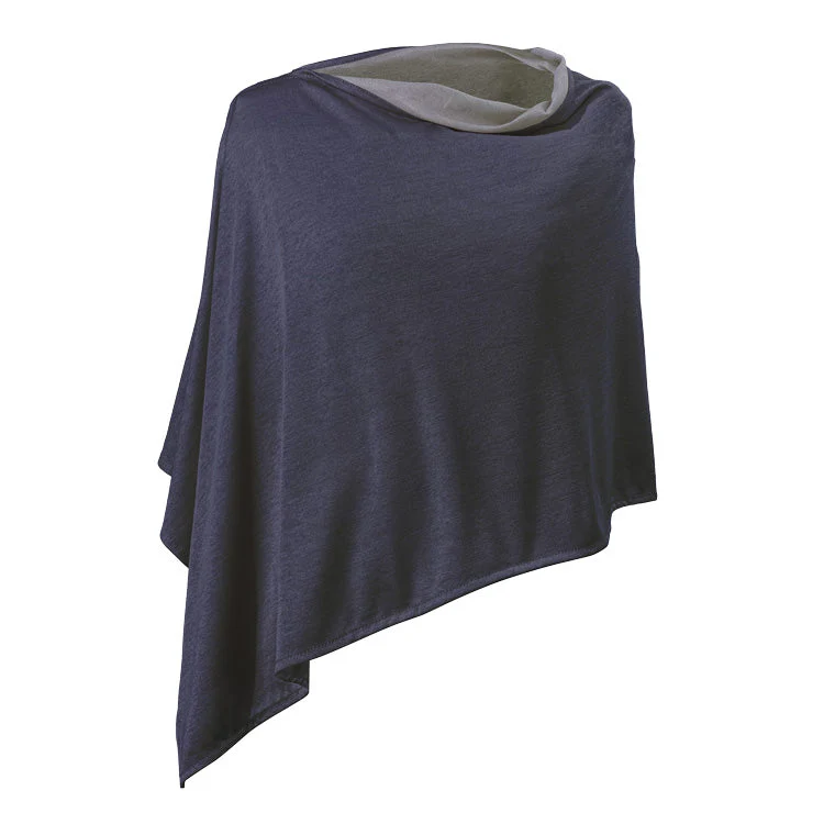 TRU47 Cotton Double Knit Blue Denim Short Poncho