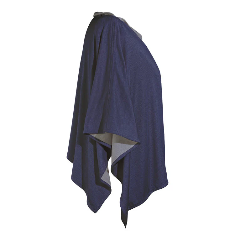 TRU47 Cotton Double Knit Blue Denim Short Poncho - Image 2