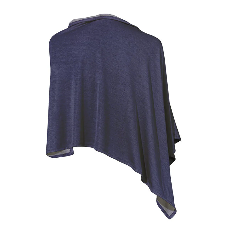 TRU47 Cotton Double Knit Blue Denim Short Poncho - Image 3