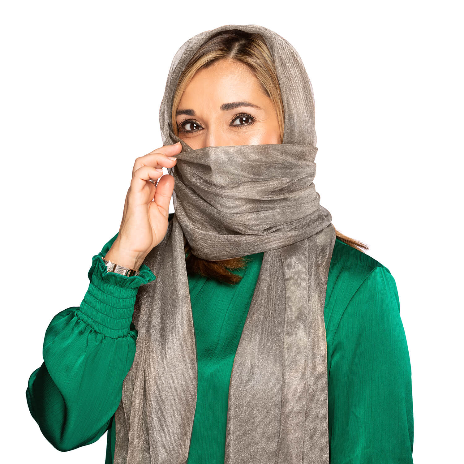 TRU47 Long Silver Mesh Scarf - Image 2